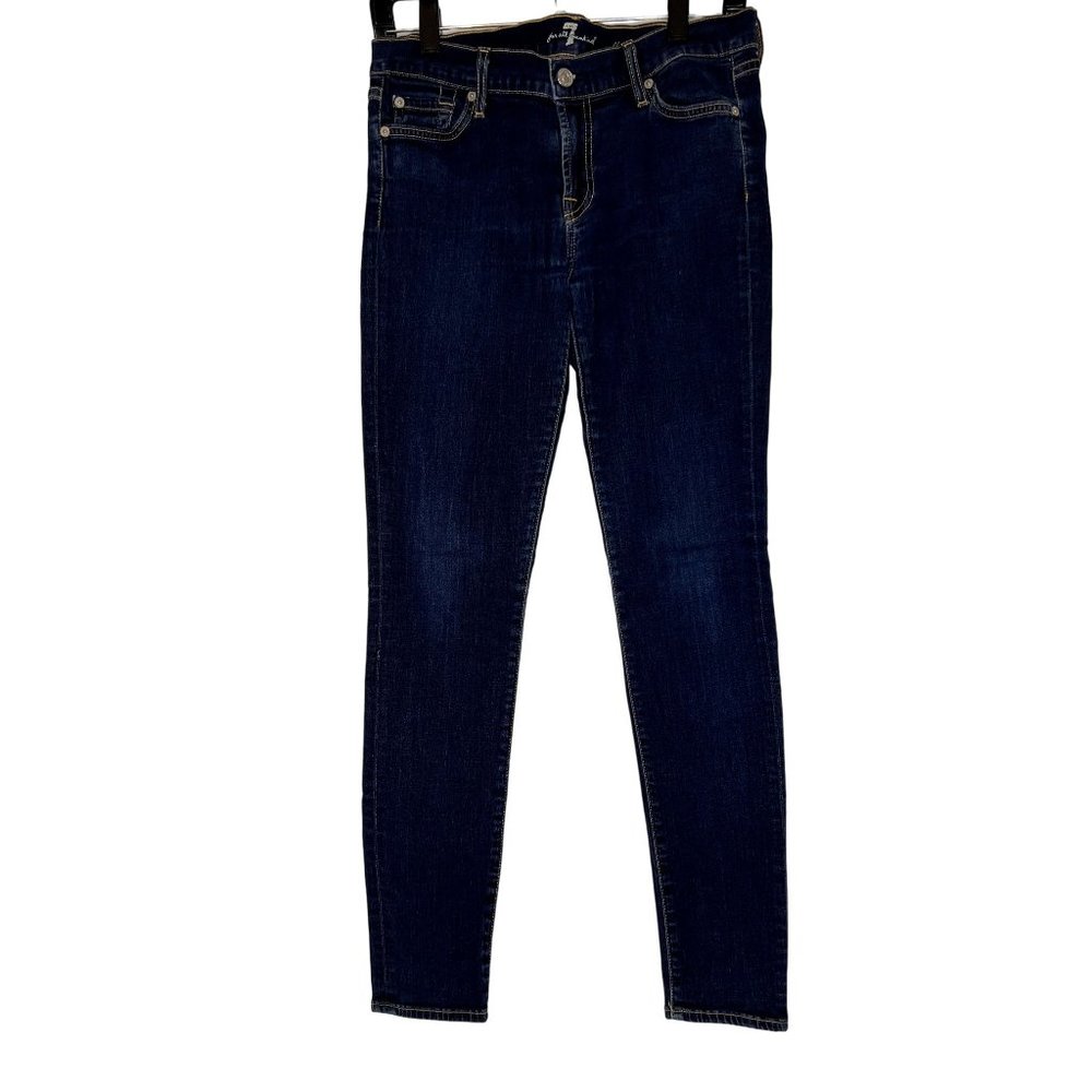 7 For‎ All Mankind The Skinny Dark Wash Indigo Stretch Jeans Womens Size 29